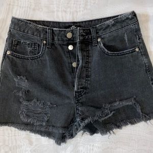 Distressed Black Denim Jean Shorts